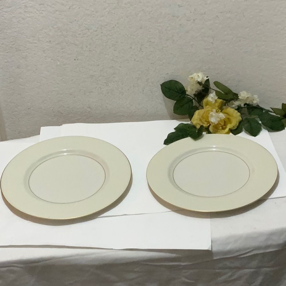 Theodore Haviland Gramercy 10 3/4  Inch dinner plate With Gold Trim set of 2 G8